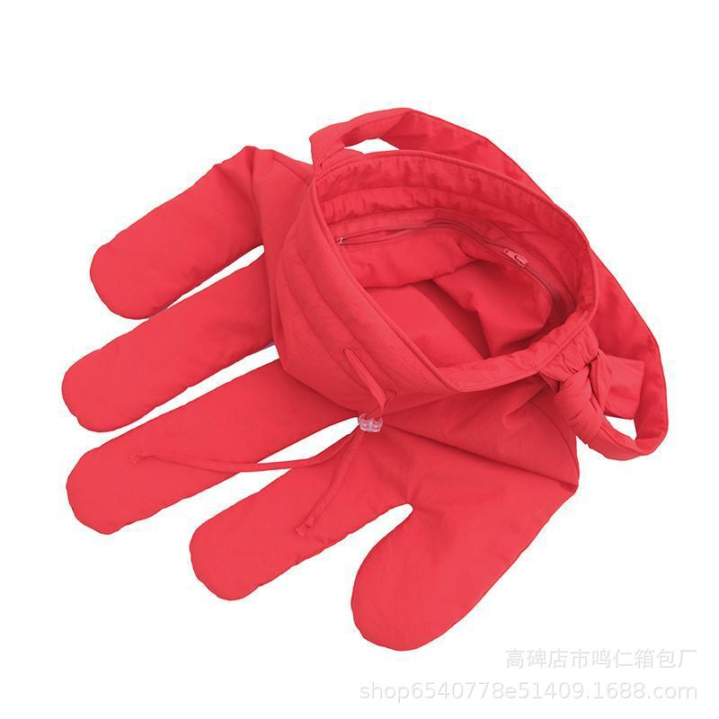 Vintage Red Nylon Utility Glove Crossbody Bag, Large Tote Shoulder Bag for Men Women, Multi-Purpose Casual Travel Bag