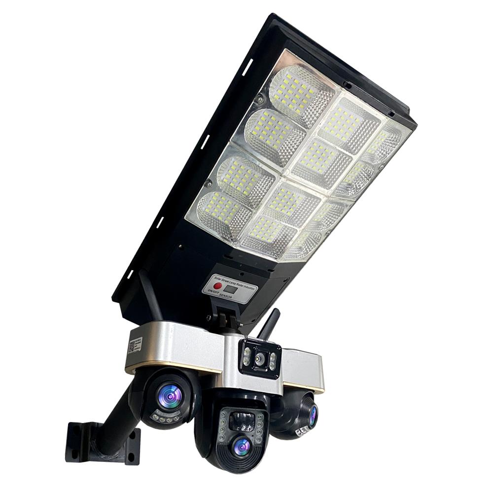 New Solar Street Light & Security Camera – Automatic Power, Smart Lighting, Three-Lens 4G WiFi Camera