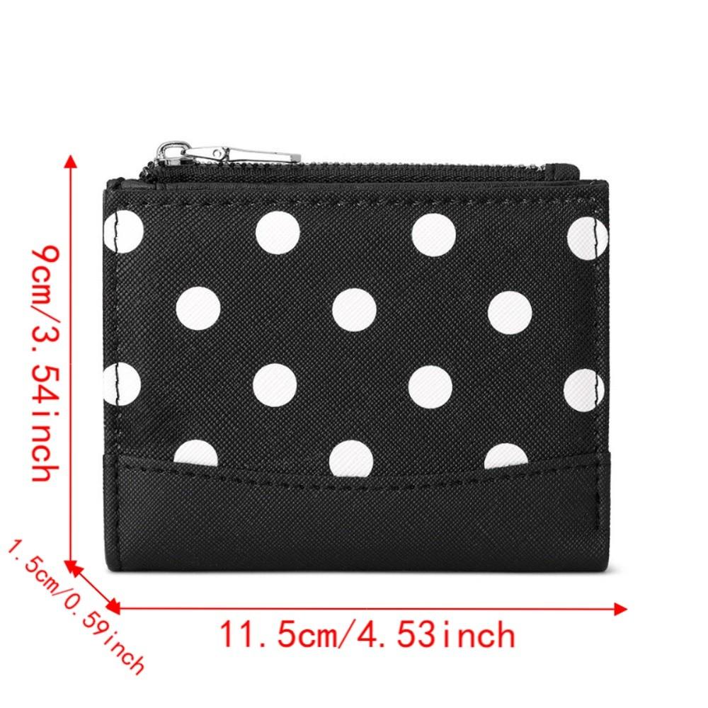Zipper Closure Polka Dot Pattern Wallets Bifold Design Small Coin Purse Short Card Holder  Travel
