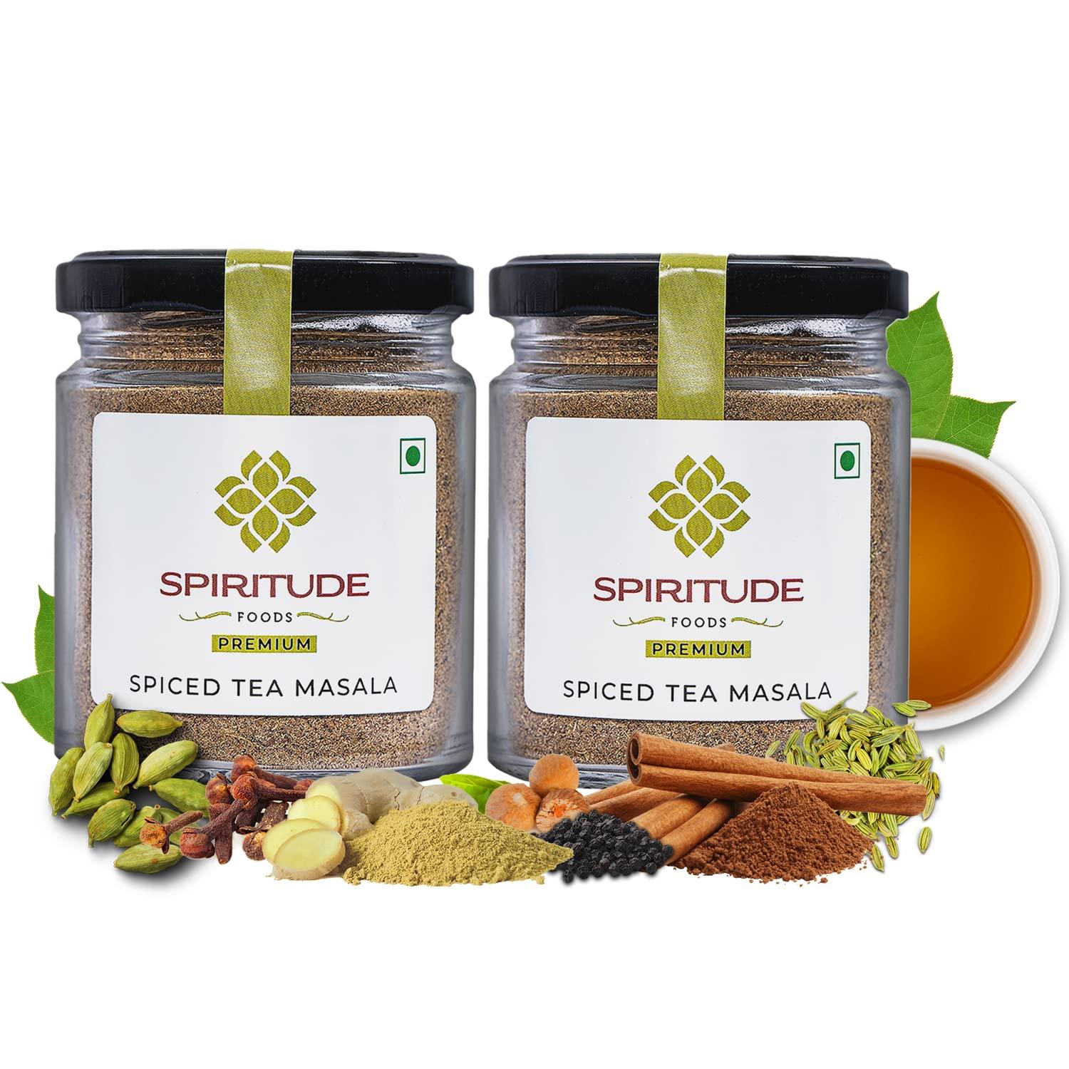 Spiritude Tea Masala Powder 100gm 200 Cups Chai Masala Powder Kadak Chai with 7 Aromatic Spices 100% Ingredients, Invigorating, Refreshing, Immunit