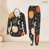 Women Plus Size V Neck Long Sleeve Scrub Set Leopard Heart Feather Boho Art Print Nurse Uniform Set