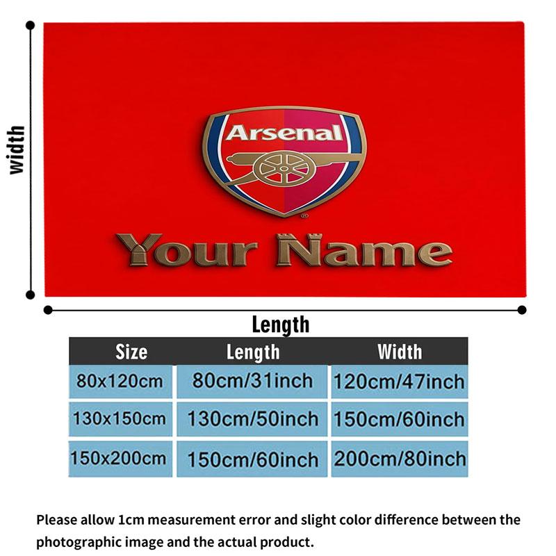 1PC Arsenal F Custom Name Patterned Flannel Blanket Suitable For All Seasons for Home Decor Warmth and Comfort Gifts Holiday Present