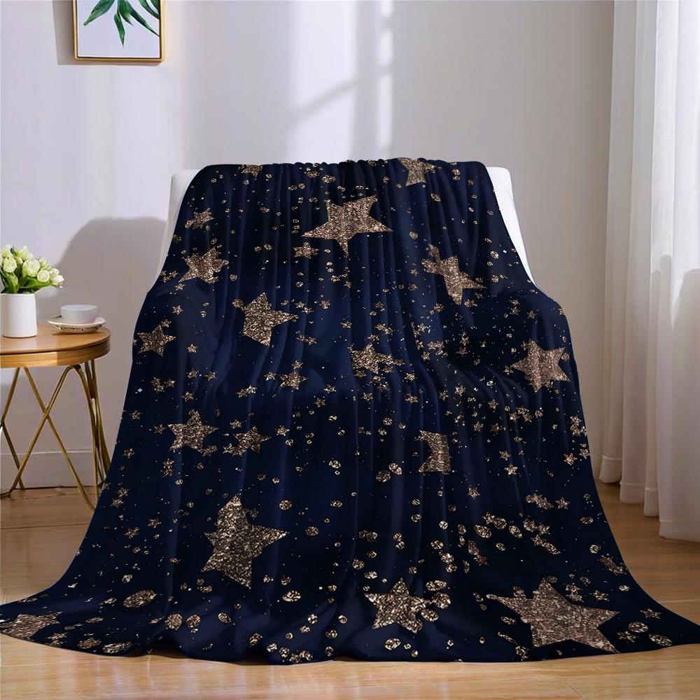 Vergoldete Sternennacht Flanelldecke Warm Weich Halloween Weihnachten Sofa Warm Gemütlich Dekoratives Dekor Geschenk für Alle Jahreszeiten
