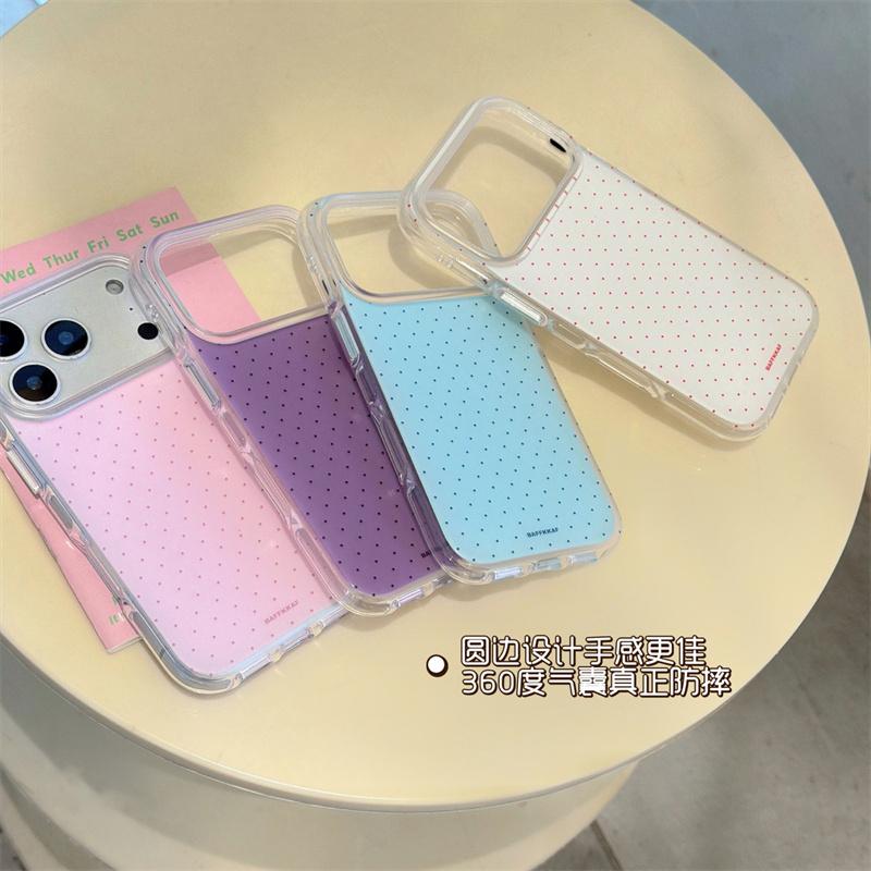 Minimalist Tiny Polka Dot Phone Case For iPhone 17 Pro 16 15 14 Pro Max with 4 Colors Double-Sided IMD Shockproof Cover Cases