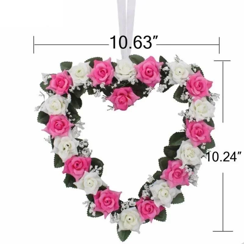 Heart-Shaped Rose Door Wall Hanging Wreaths Wedding Festival Decoration Road Lead Rose Flower Wreath Festival Party Supplies