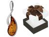 Silver Pendant Drop With Amber Asymmetrical Women's Teardrop Pendant