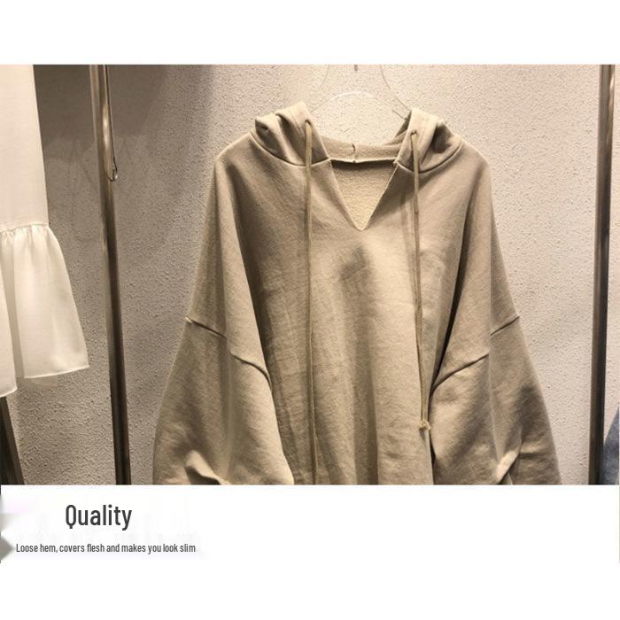 

Женская толстовка с капюшоном и длинными рукавами в корейском стиле 2024 года - Универсальная, свободного кроя для весны и осени 2XL хаки