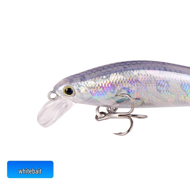 Silver Long Cast Sinking Minnow Lure with Vibrating Pencil and Red Tail