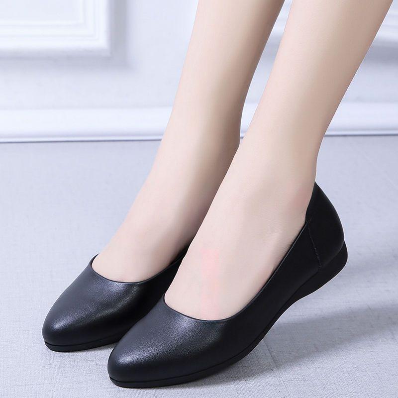 Pracovní obuv Dámská Černá Kariérní Obuv na Pohovor Formální Oblečení Plochý Podpatek Dojíždění Protiskluzová Kožená Obuv Jedna Obuv