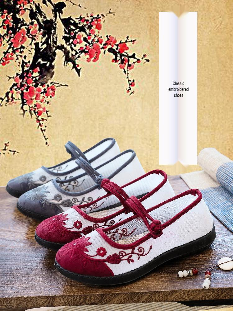 Women's Embroidered Mesh Slip-Ons - Stylish, Versatile, Non-Slip Shoes for All Ages