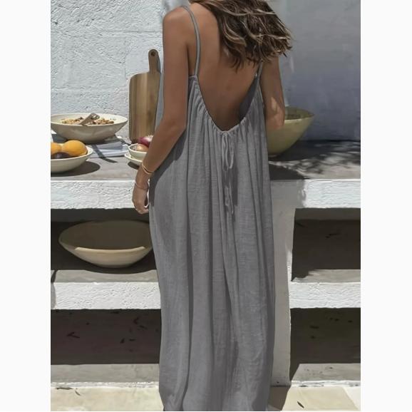 Camisole-Kleid für Damen, rückenfrei, lockerer langer Rock, Urlaubs-Zuhause-Stil