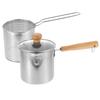1Set Household Deep Fryer Pot with Metal Frying Basket Stainless Steel Construction Fast Heat Transfer Safe for Gas Electric