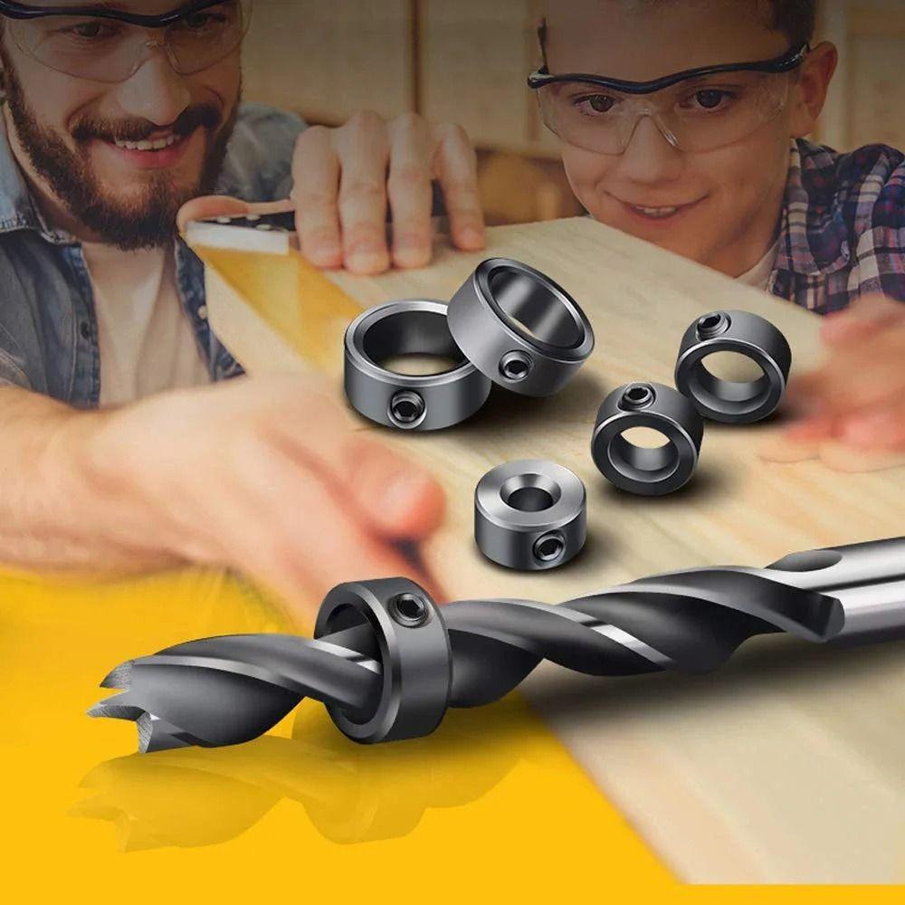 With Hex Wrench Drill Stoper Collar Set 3-16mm Bit Positioner Drill Stop Ring  Woodwork Tools