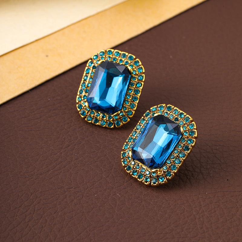 Cercei vintage geometrici cu safire, europeni și americani