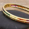 AIBEF 2021 New  Charm Rainbow Rhinestone Bangles Copper Zirconia Cuff Bracelets High Quality Jewelry Gift For Women Girls