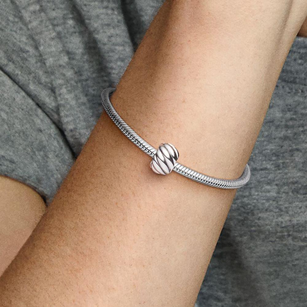 S925 Prata Esterlina Brilhante Pave Lines & Logo Clip Charm Fit Pulseira Original DIY Jóias para Mulheres Presentes de Aniversário