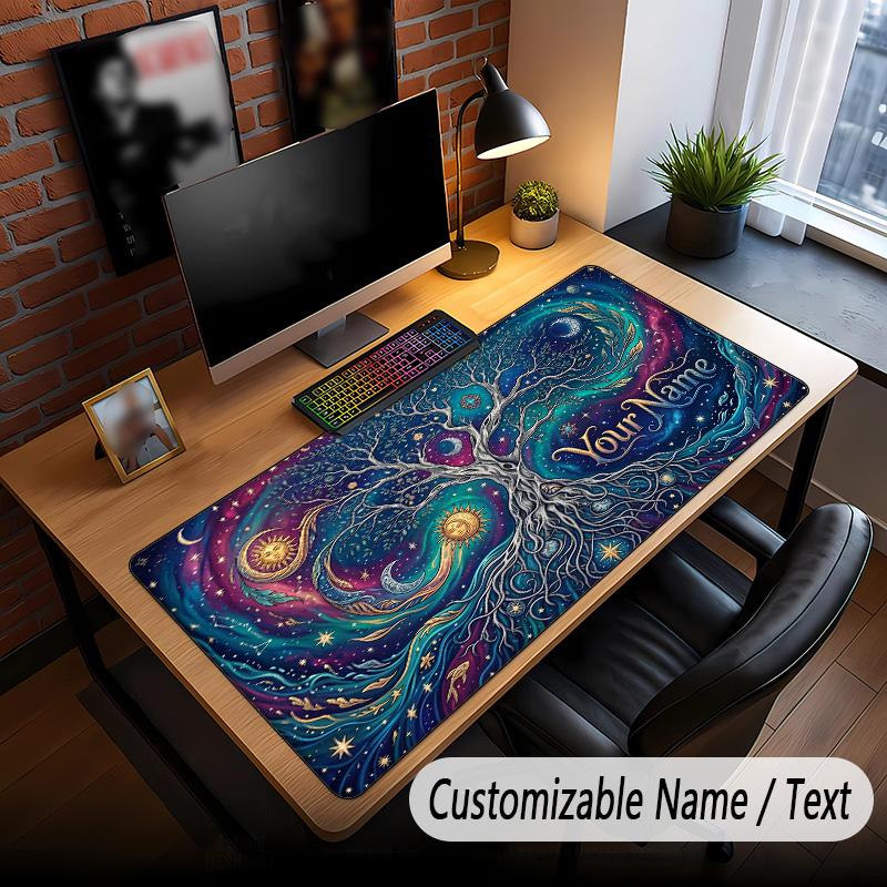 Tree of Life Theme Custom Mouse Pad Personalized With Name Text Customized Desk Mat For Office Home Decor