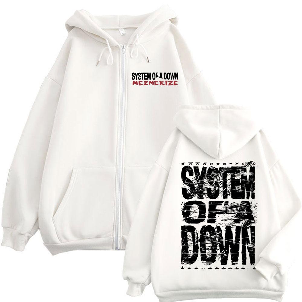 System of A Down Mezmerize Merch Reißverschluss-Hoodie Alternative Metal Musik Zip-Up Sweatshirts Rock Hip Hop Vintage Pullover Unisex