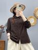 Korean Design Solid Corduroy Cardigan Women's Slimming Top, Long Sleeve Spring 2026 Casual Shirt