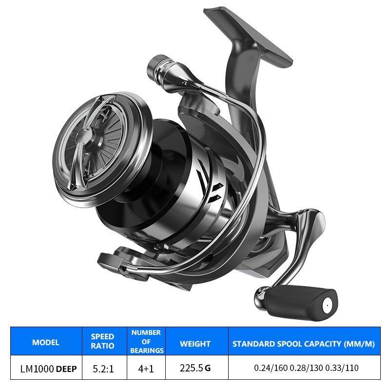 

Mavllos LM Surf Fishing Spinning Reel Speed Ratio 5.2:1 Independent Alarm Device Interchangeable Metal Rocker Arms Bass Fishing Reel LM1000