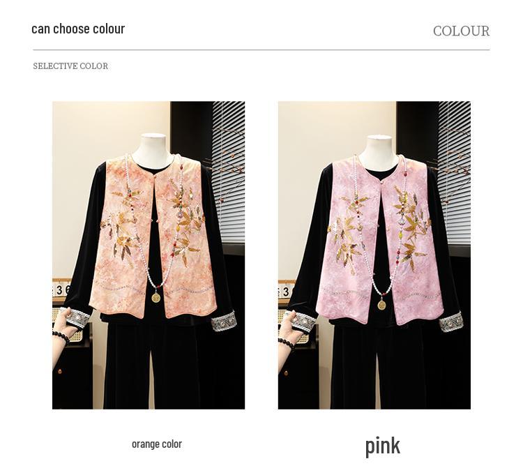 Chinese Style Embroidered Women's Tang Suit Vest with Frog Buttons