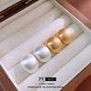 Real Gold Electroplated Brushed Silver Needle Round Earrings Simple Stud Earrings Niche High-end Earrings Women
