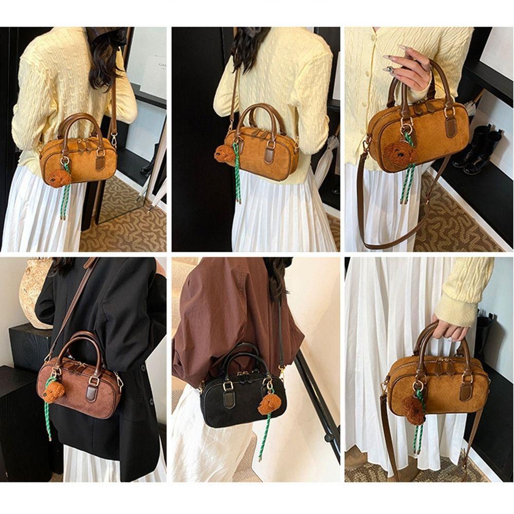 PU Leather PU Bowling Bag Solid Color Shoulder Bag Fashion Small Square Bag  Shopping