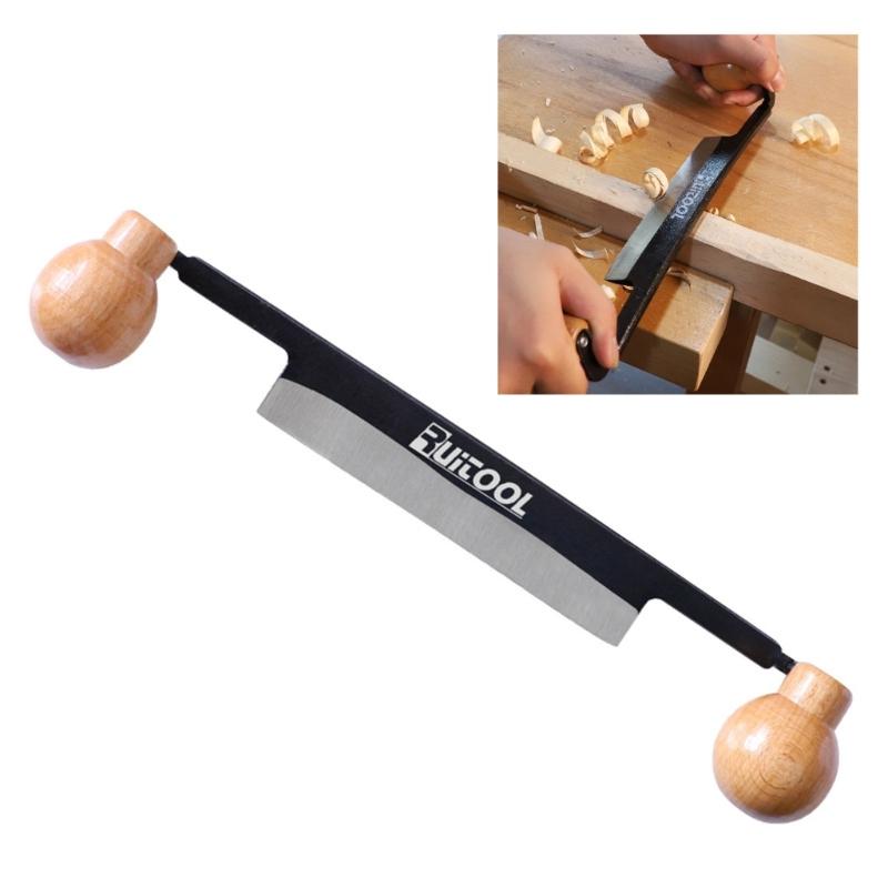 Woodworking Pull Knife Draw Knife Straight Draw Shave Knife Woodworking Tool Scraper Plane with Double Wood Handles