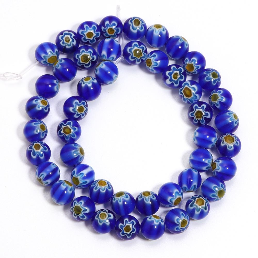 Bunte runde Lampwork-Perlen mit Millefiori-Muster für DIY-Handarmbänder