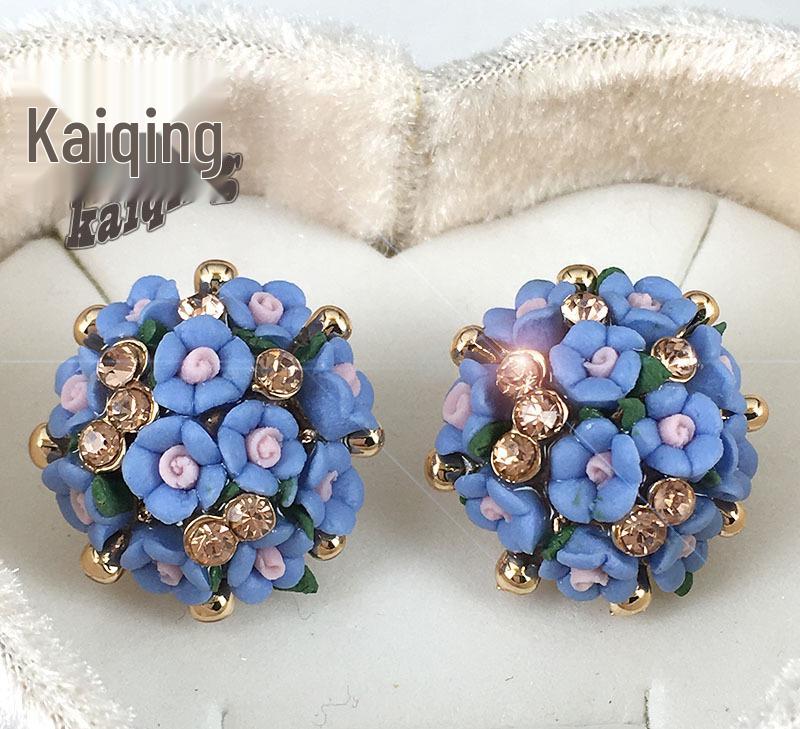 Korean Style Ceramic Rose Stud Earrings and Ear Cuffs