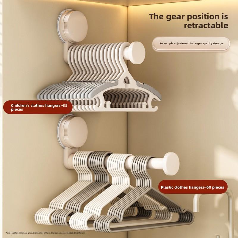 Balcony suction cup hanger storage rack household multi-functional telescopic hanger non-punching wall clothes rack