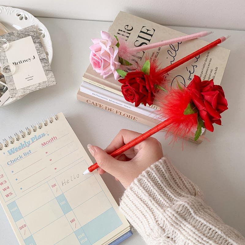 1 PcCute Simulation Floral Gel Pen Creative Design Feather Flower Ballpoint Pen for Kids Sweet Stationery Pen School Supplies