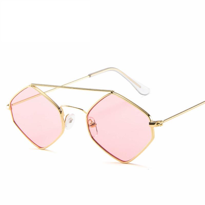 

Fashion Vintage Diamond Sunglasses Women Retro Metal Double Beam Wild Punk Eyeglasses Polygonal Ocean Glasses UV400 only 1pcs sunglasses