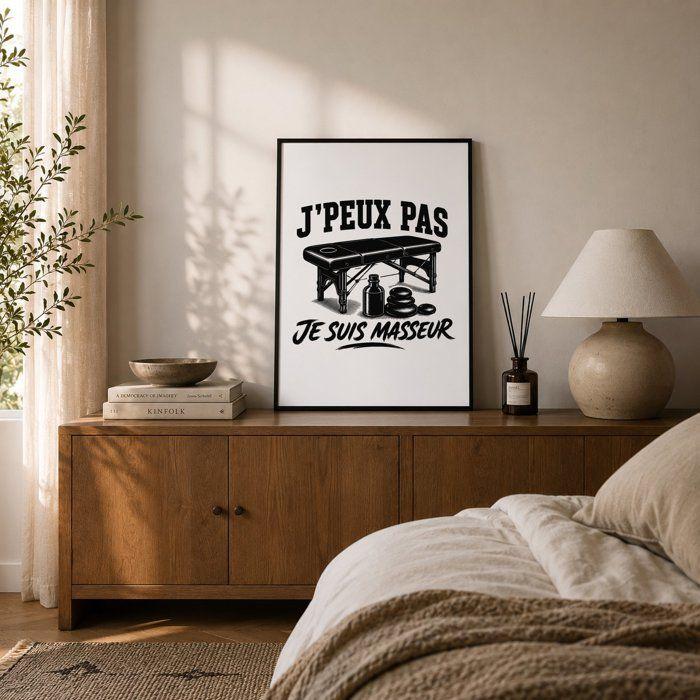 Poster J’peux pas je suis Masseur J'peux pas minimaliste | Affiche Papier Photo 310 g Finition Perlée Format Taille A3 | Décoration