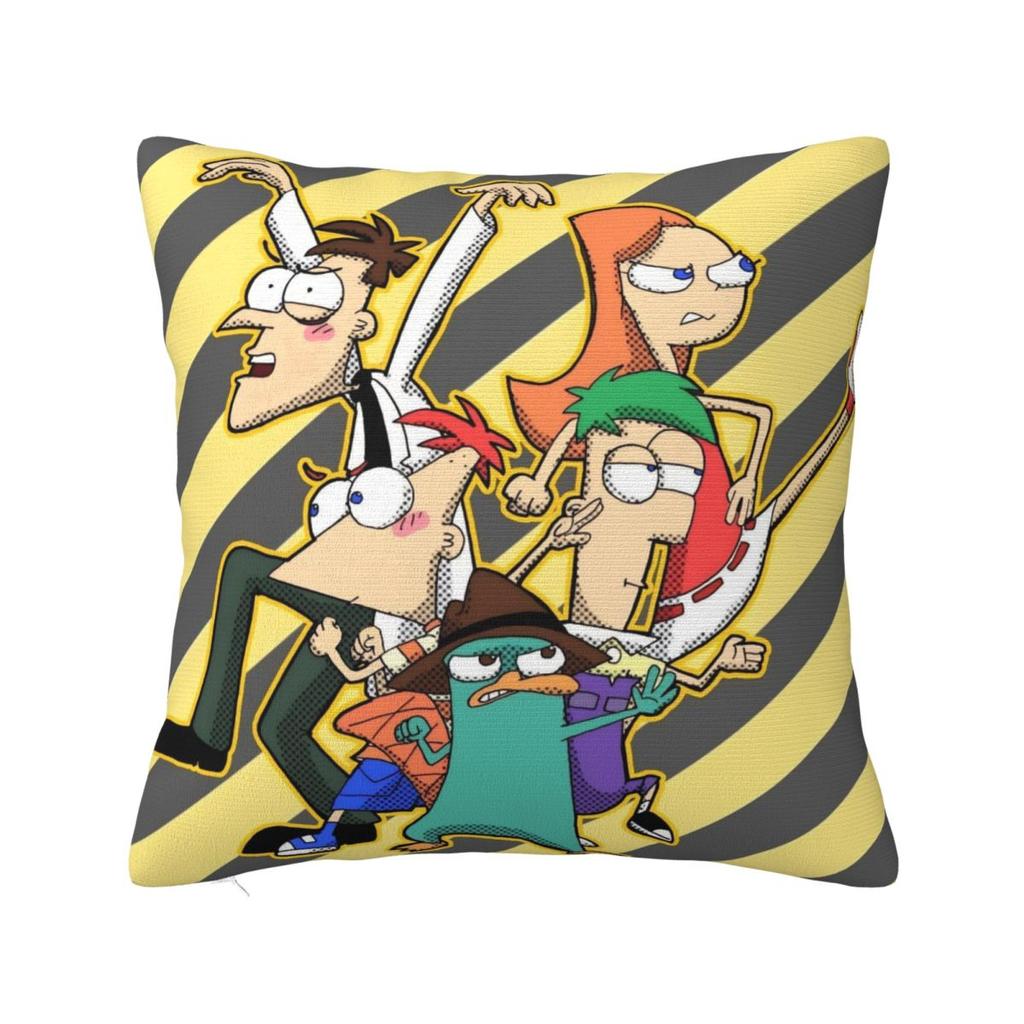 P-Phineas And F-Ferbs Pillow Case Morden Pillow Cover Polyester Design Cushion Cover Pillowcases For Chair Sofa Home Decoration