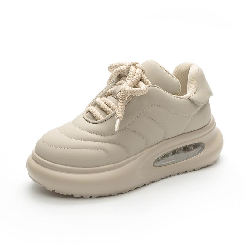 

Маленькие белые туфли из натуральной кожи на пенопластовой подошве для женщин, осенние повседневные женские туфли на толстой подошве, универсальные 40 абрикосовый