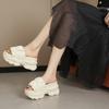 9CM Thick Bottom Round Head Sandals Slippers Female 2024 Summer Korean Fashion Open Toe Soft Non-slip Beach Shoes Luxury Slides