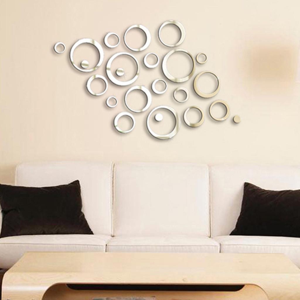 3D Wall Mirror Stickers Set Circular Design Decorative Wall Art for Living Room Bedroom Office and Home Decoration
