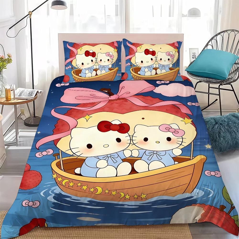 Cute Duvet Cover Set H-Hello Kittys Bedding Set Kids Boy Girl Bedroom Decoration Student Dormitory Home Style 2/3piece set