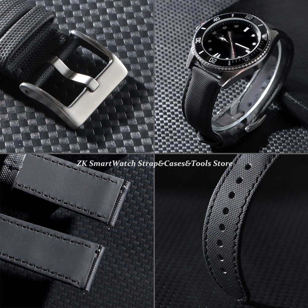 18mm 20mm 22mm Waterproof Sailcloth Watch Strap Nylon Leather Watchband Quick Release Band Sport Wristband Belt Accessories