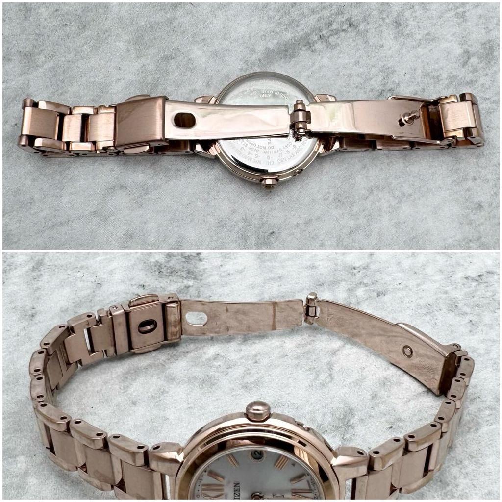 CITIZEN xC Cross Sea Pink Gold Silver Dial Watch Radio Solar Roman Numerals Ladies ES9435-51A Eco-Drive