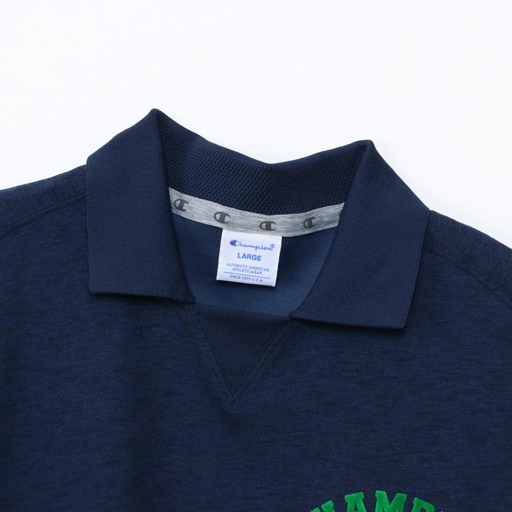 Champion Navy Short Sleeve Polo UV Flock Print Men's Shirt, C3-BG305, Quick-Drying, Protection,