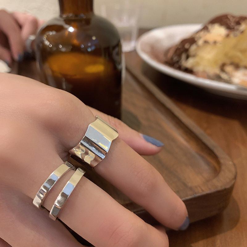 925 Sterling Fashionable Silver Korean Style Hollow Ring For Trendy Women