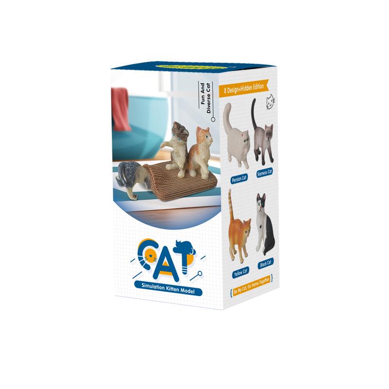 Children's Black and White Kitten Simulation Set - Toy Cat Figurine