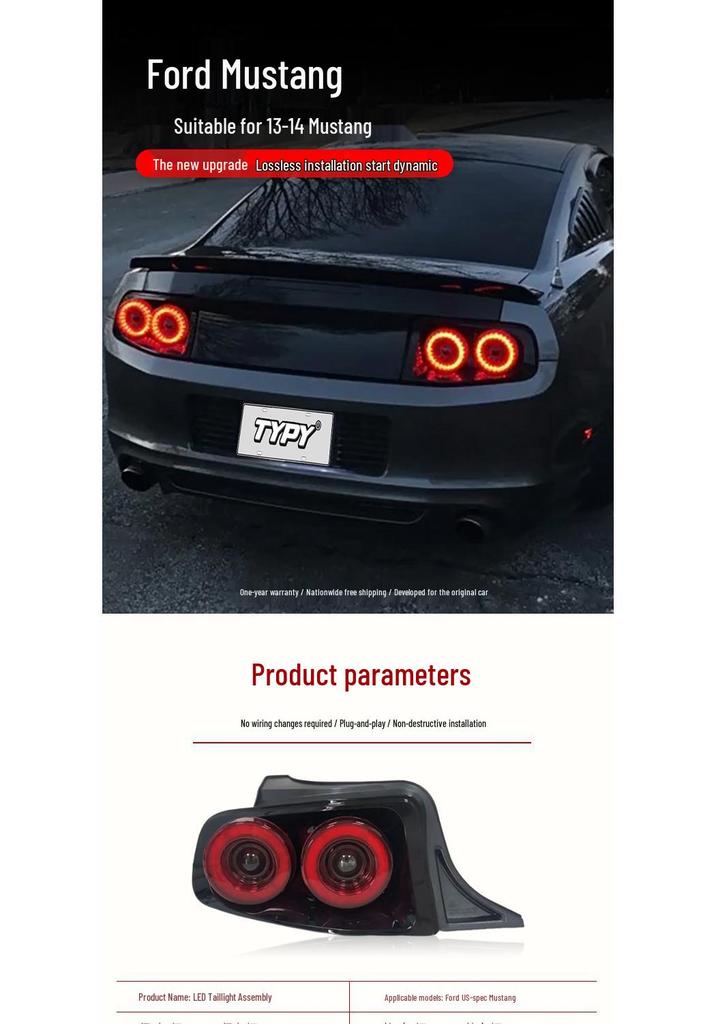 Ford Mustang LED Taillight Assembly for 2010-2014 Models: Enhanced Rear LED with Daytime Running Lights