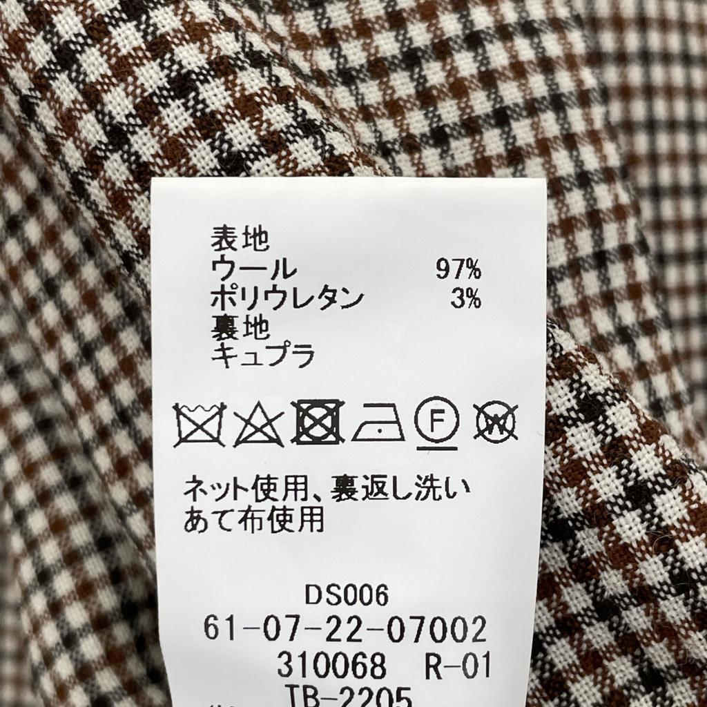 TOMORROWLAND PILGRIM [Excellent Condition] 61-07-22-07002 Check Wool Polyurethane Single 2B Jacket 46 beigeUsed