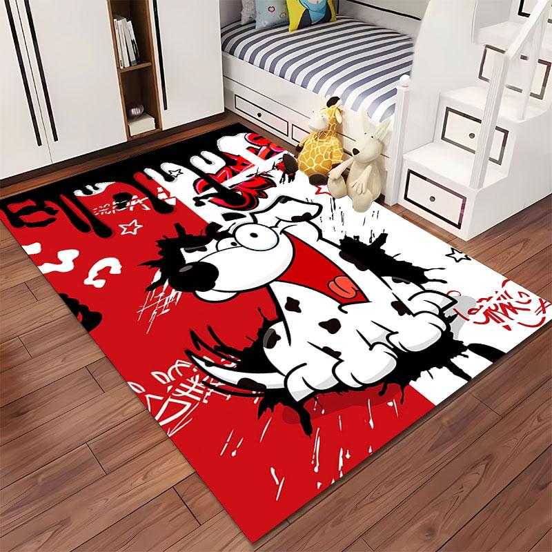 Cartoon Dog Graffiti Art Carpet Suitable As a Non-slip Mat for the Living Room or Bedroom Sofa