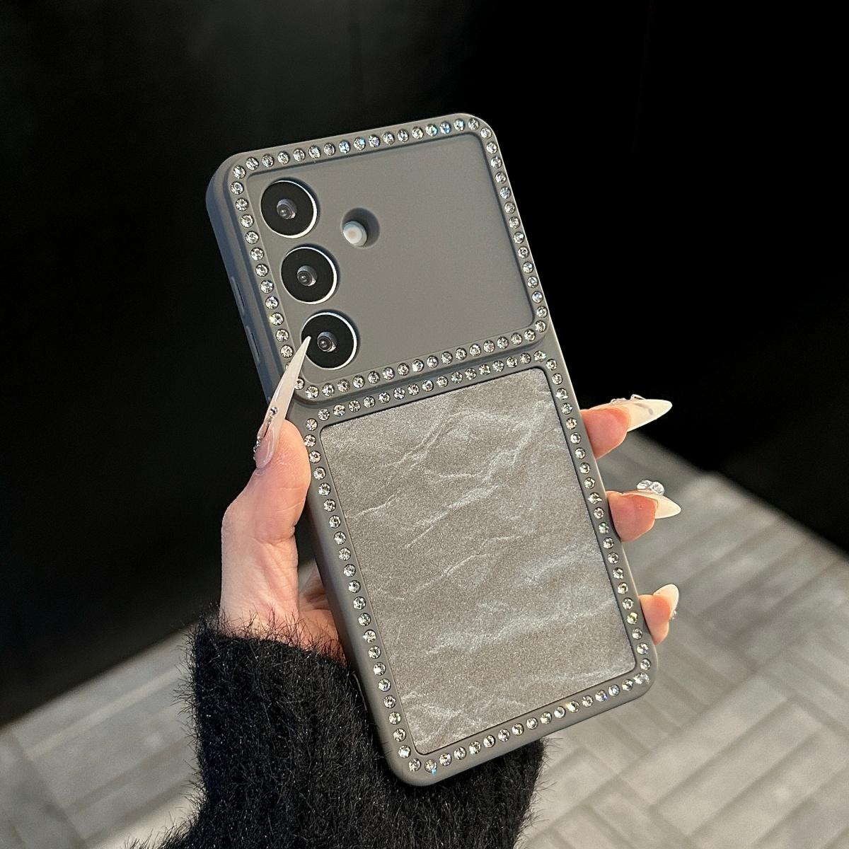 

Fashion Snow Mountain Velvet Glitter Diamond Phone Case For Samsung S26 S25 S24 FE Ultra Plus Camera Protection Shockproof Cover Galaxy S25 FE