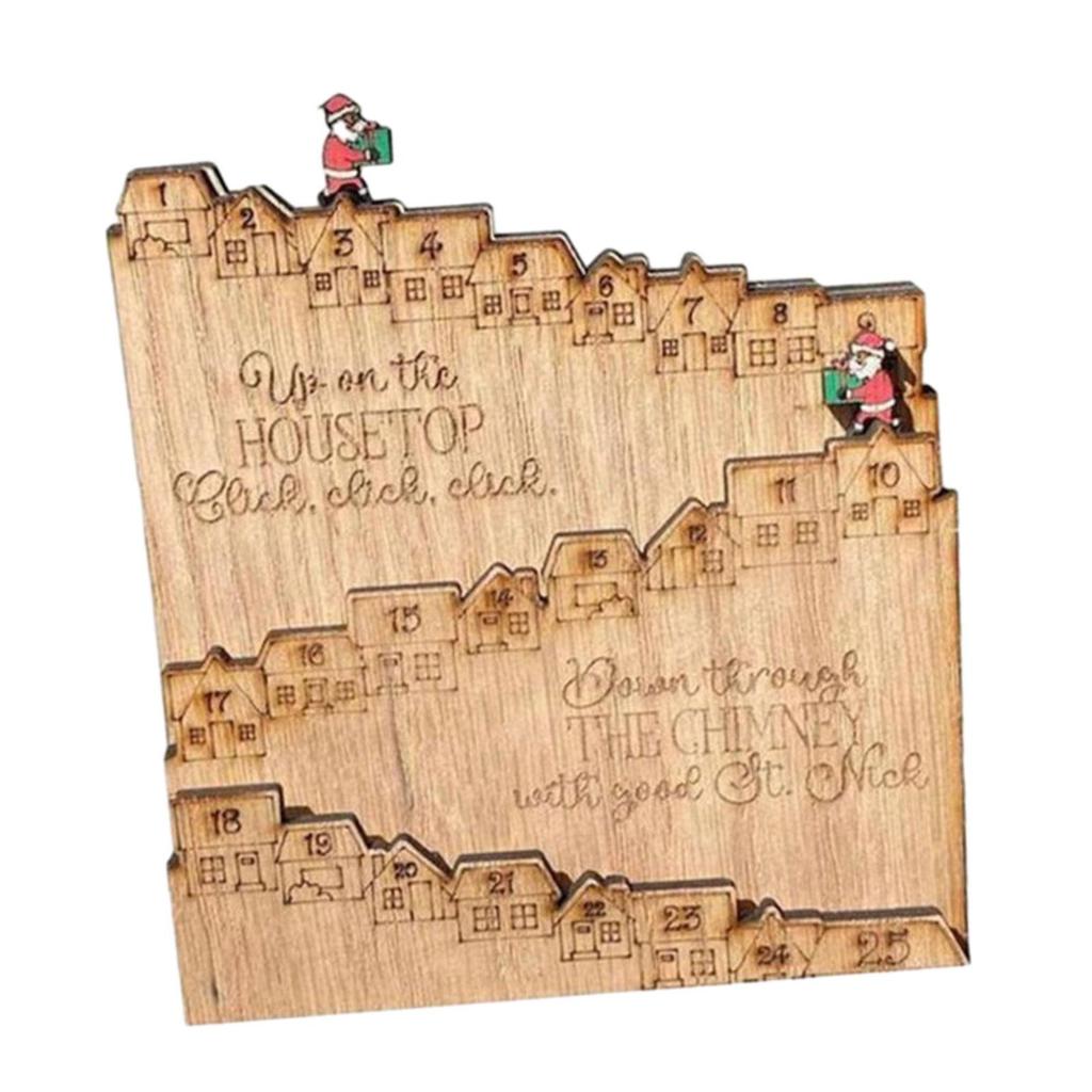 Christmas Wooden Advent Calendar Reusable Handmade with Moveable Figure Advent Calendar Ornament Holiday Gifts Home Decor
