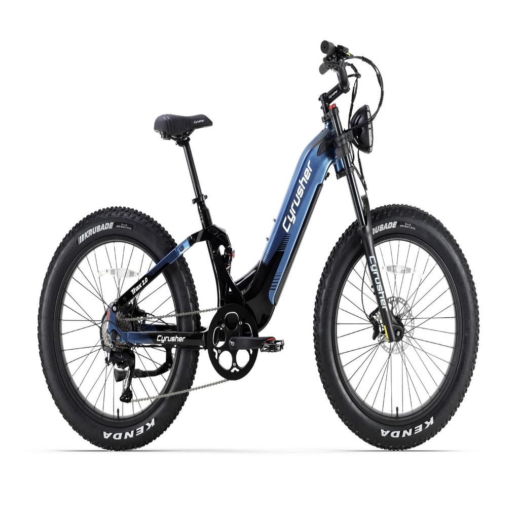 Bicicletă Electrică All-Terrain CYRUSHER Trax 2.0, Baterie 52V 20Ah, Suspensie Completă 4-Bar, Shimano cu 9 Viteze